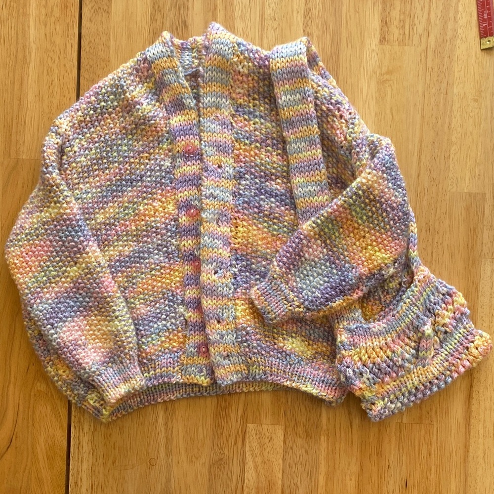 Handmade Pastel Rainbow Knit Sweater for Girls Kids